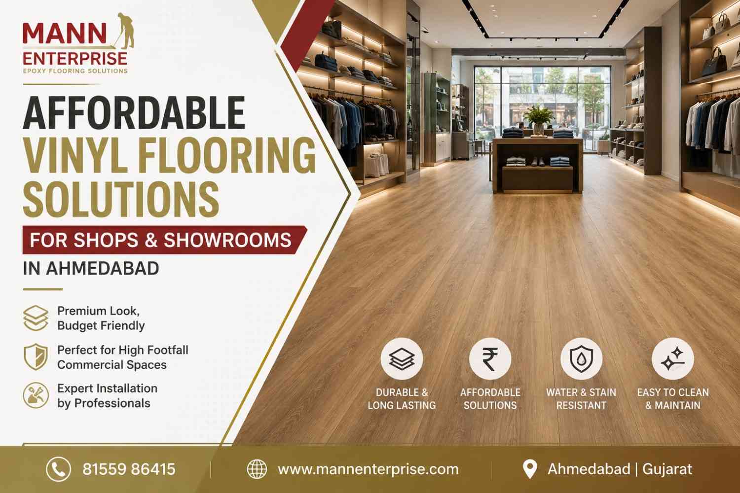 Affordable Vinyl Flooring Solutions for Shops & Showrooms in Ahmedabad